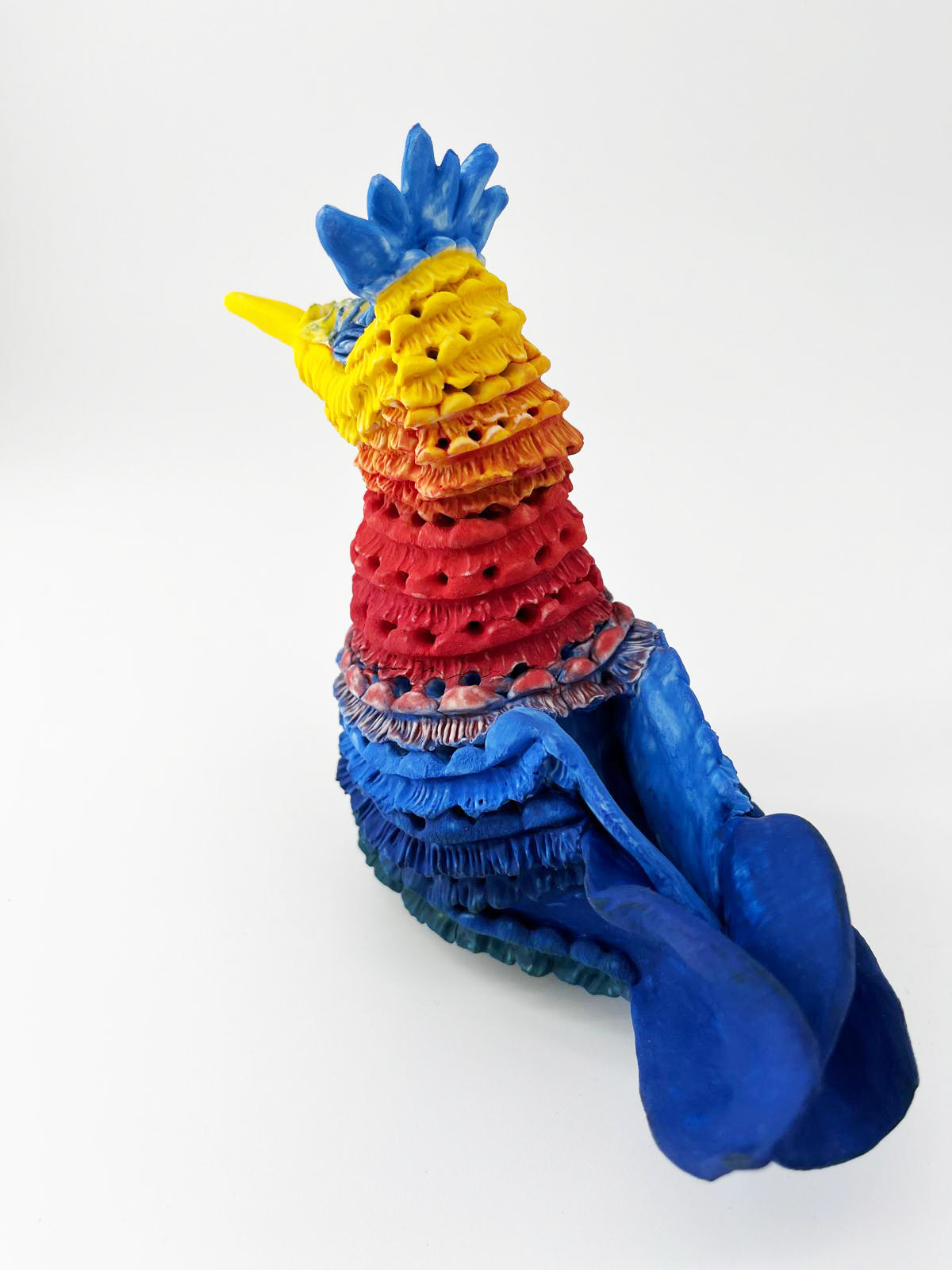 Rainbow Hummingbird - Unique piece in porcelain biscuit - Sarang Porcelain