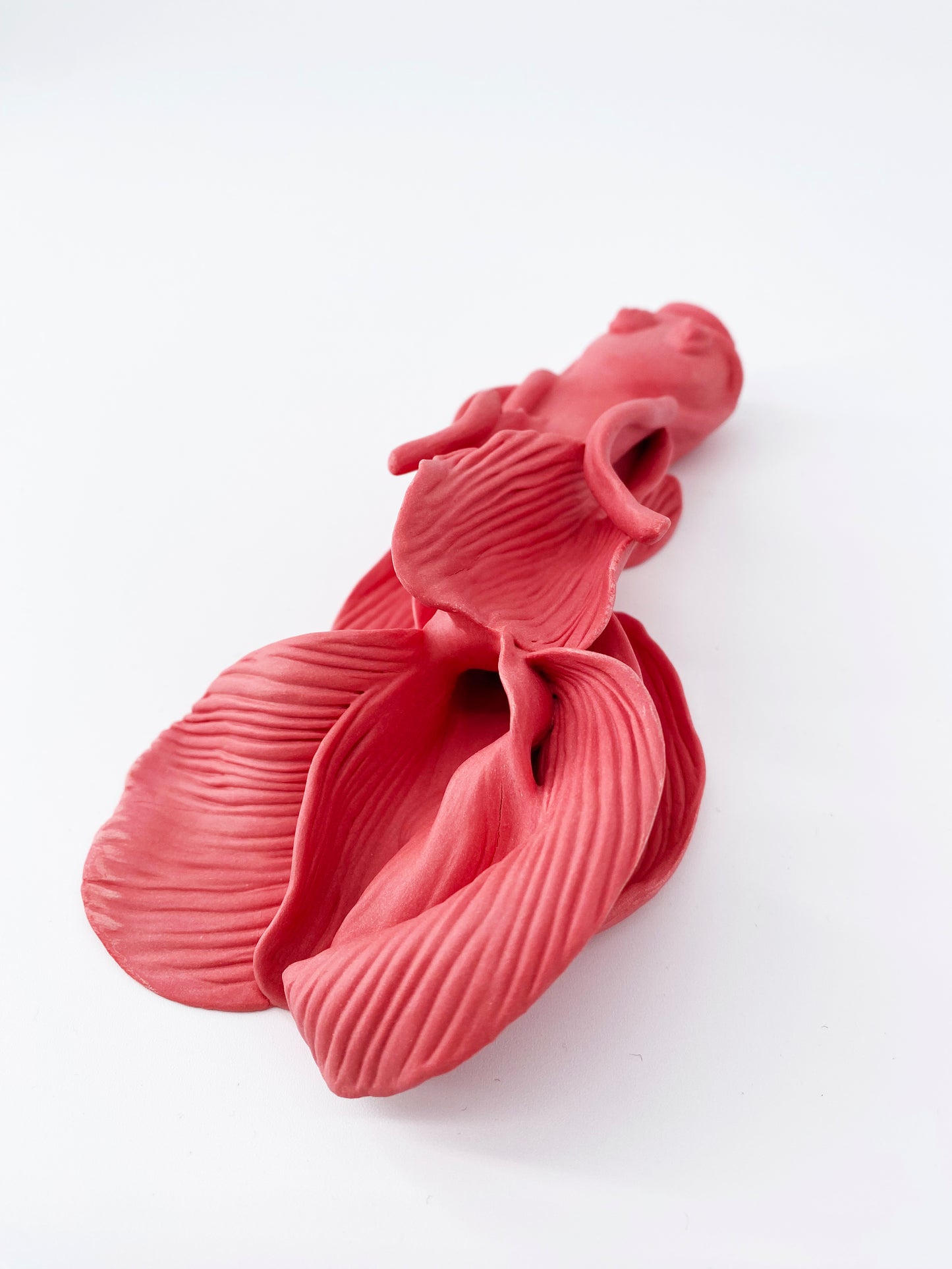 Carpe Rouge corail- Pièce unique en porcelaine - Sarang Porcelaine