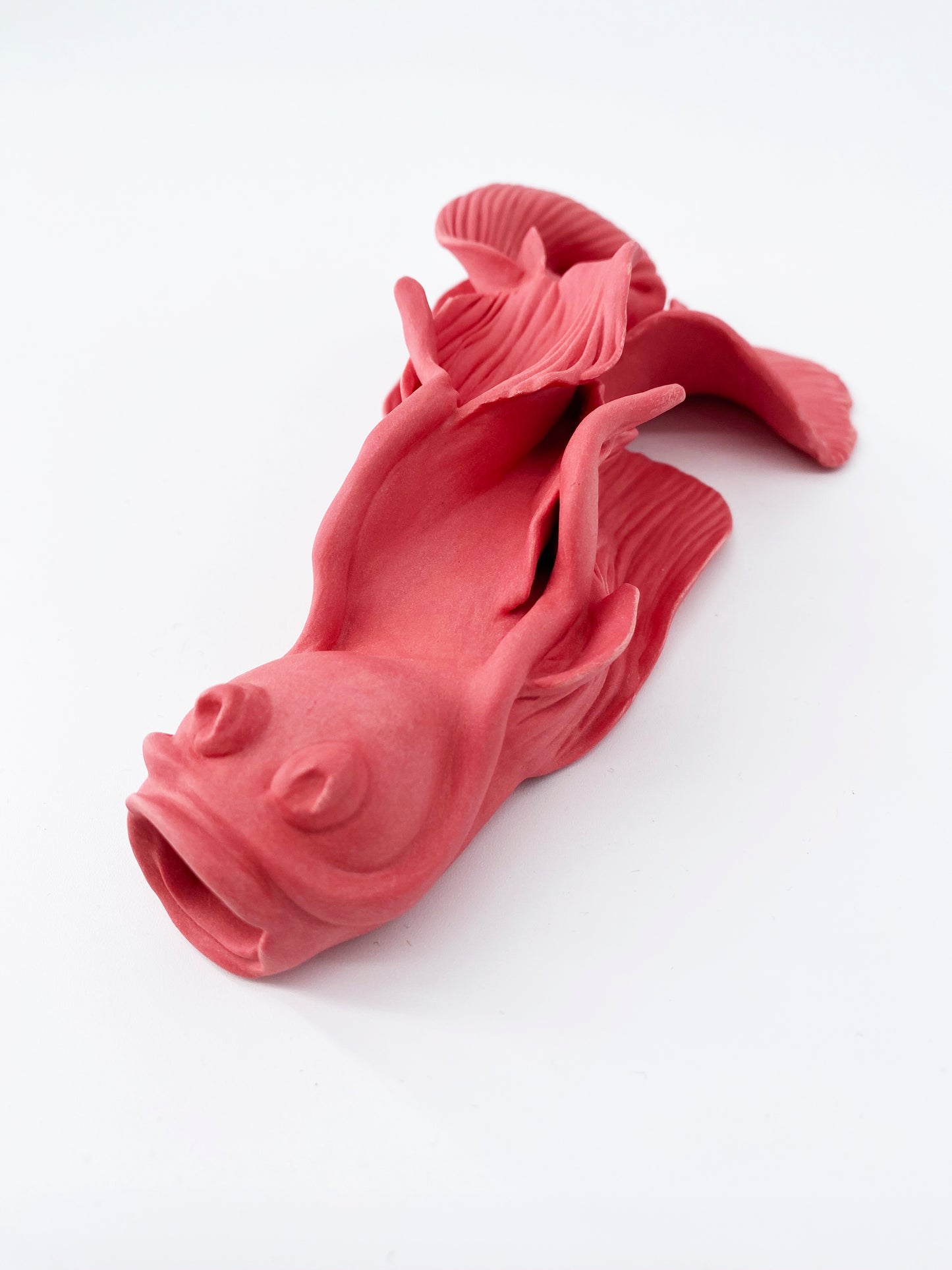 Carpe Rouge corail- Pièce unique en porcelaine - Sarang Porcelaine