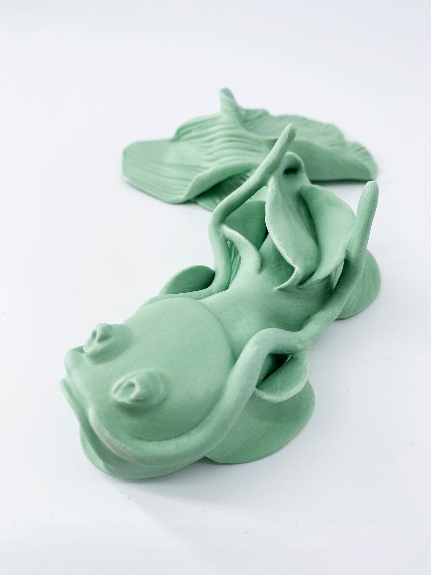 Carpe Vert d'eau- Pièce unique en porcelaine - Sarang Porcelaine