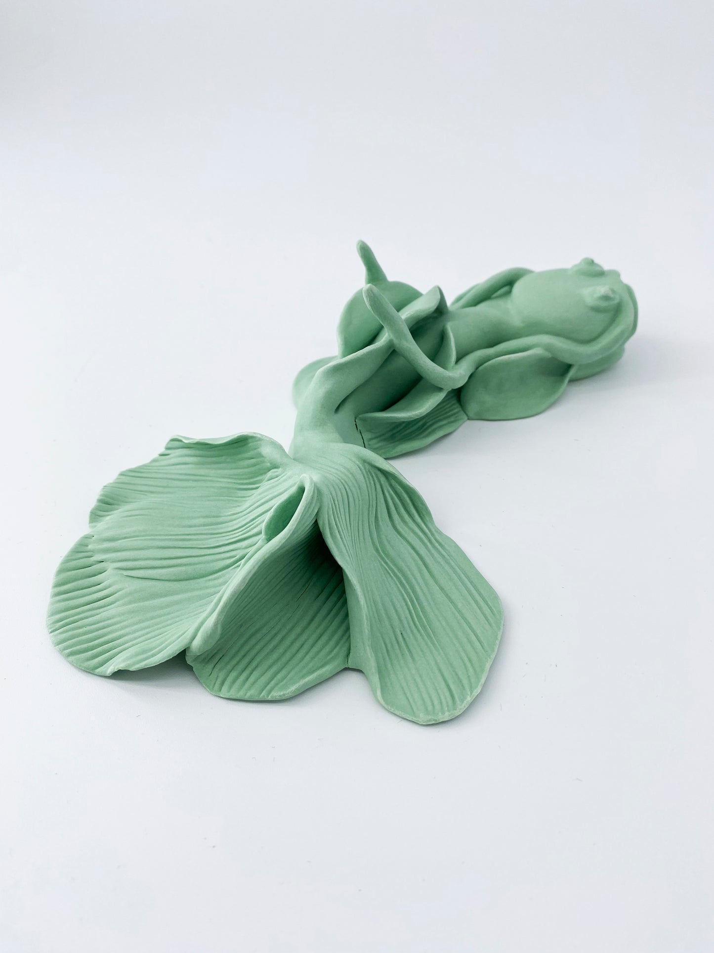Carpe Vert d'eau- Pièce unique en porcelaine - Sarang Porcelaine