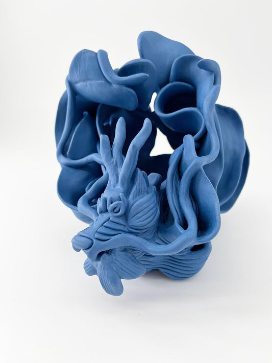 Cheongryong, le dragon bleu- Pièce unique- Sarang Porcelaine