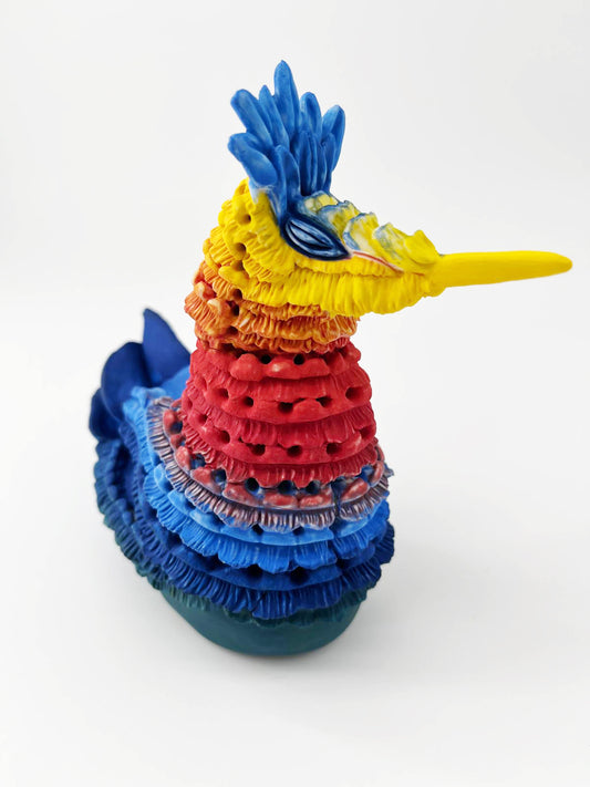 Colibri arc-en-ciel- Pièce unique en biscuit de porcelaine- Sarang Porcelaine