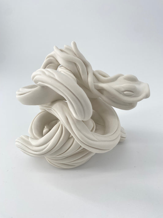 Serpent Nâga blanc - Pièce unique en porcelaine - Sarang Porcelaine